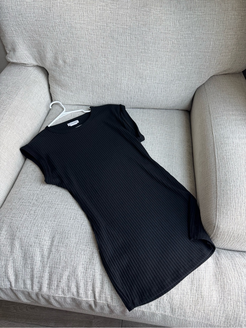 Lovers + Friends Black Ribbed Cap-Sleeve mini dress with shoulder pads